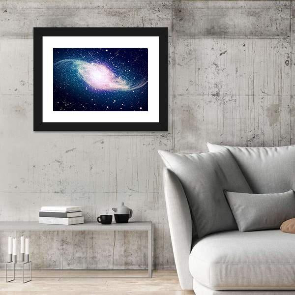 Glowing Galaxy Against Black Space Canvas Wall Art-3 Horizontal-Gallery Wrap-25" x 16"-Tiaracle