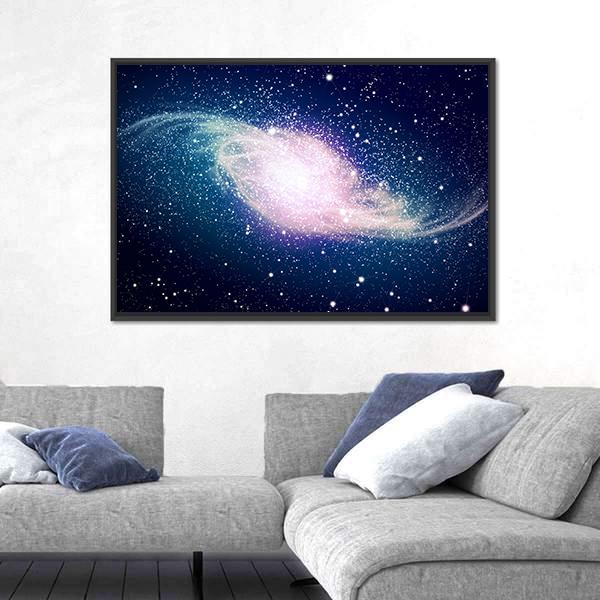 Glowing Galaxy Against Black Space Canvas Wall Art-5 Horizontal-Gallery Wrap-22" x 12"-Tiaracle