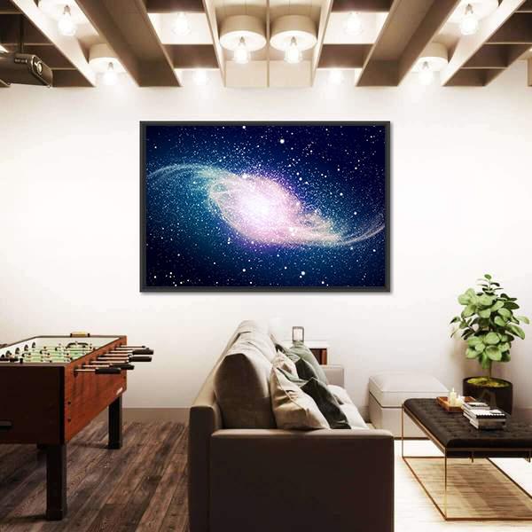 Glowing Galaxy Against Black Space Canvas Wall Art-3 Horizontal-Gallery Wrap-25" x 16"-Tiaracle
