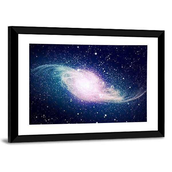 Glowing Galaxy Against Black Space Canvas Wall Art-3 Horizontal-Gallery Wrap-25" x 16"-Tiaracle