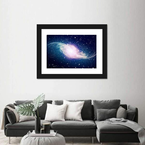 Glowing Galaxy Against Black Space Canvas Wall Art-3 Horizontal-Gallery Wrap-25" x 16"-Tiaracle
