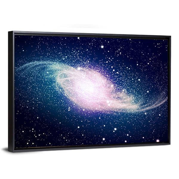 Glowing Galaxy Against Black Space Canvas Wall Art-5 Horizontal-Gallery Wrap-22" x 12"-Tiaracle