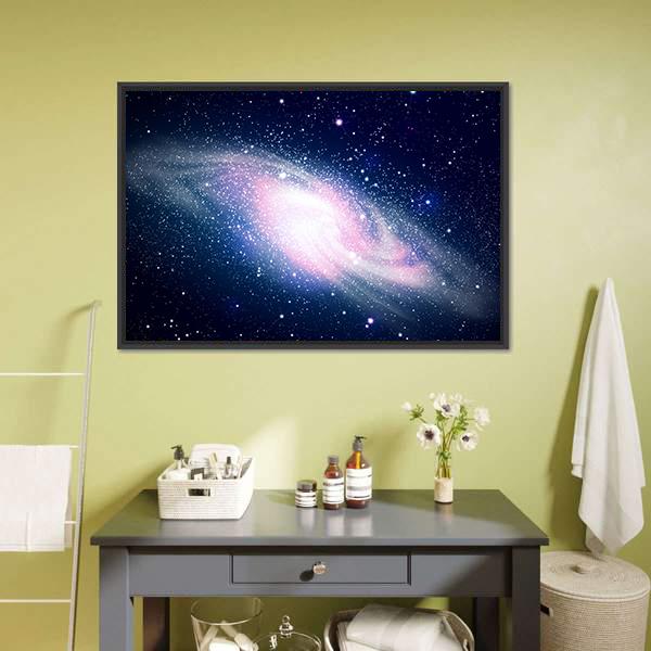 Glowing Galaxy & Stars Canvas Wall Art-1 Piece-Floating Frame-24" x 16"-Tiaracle