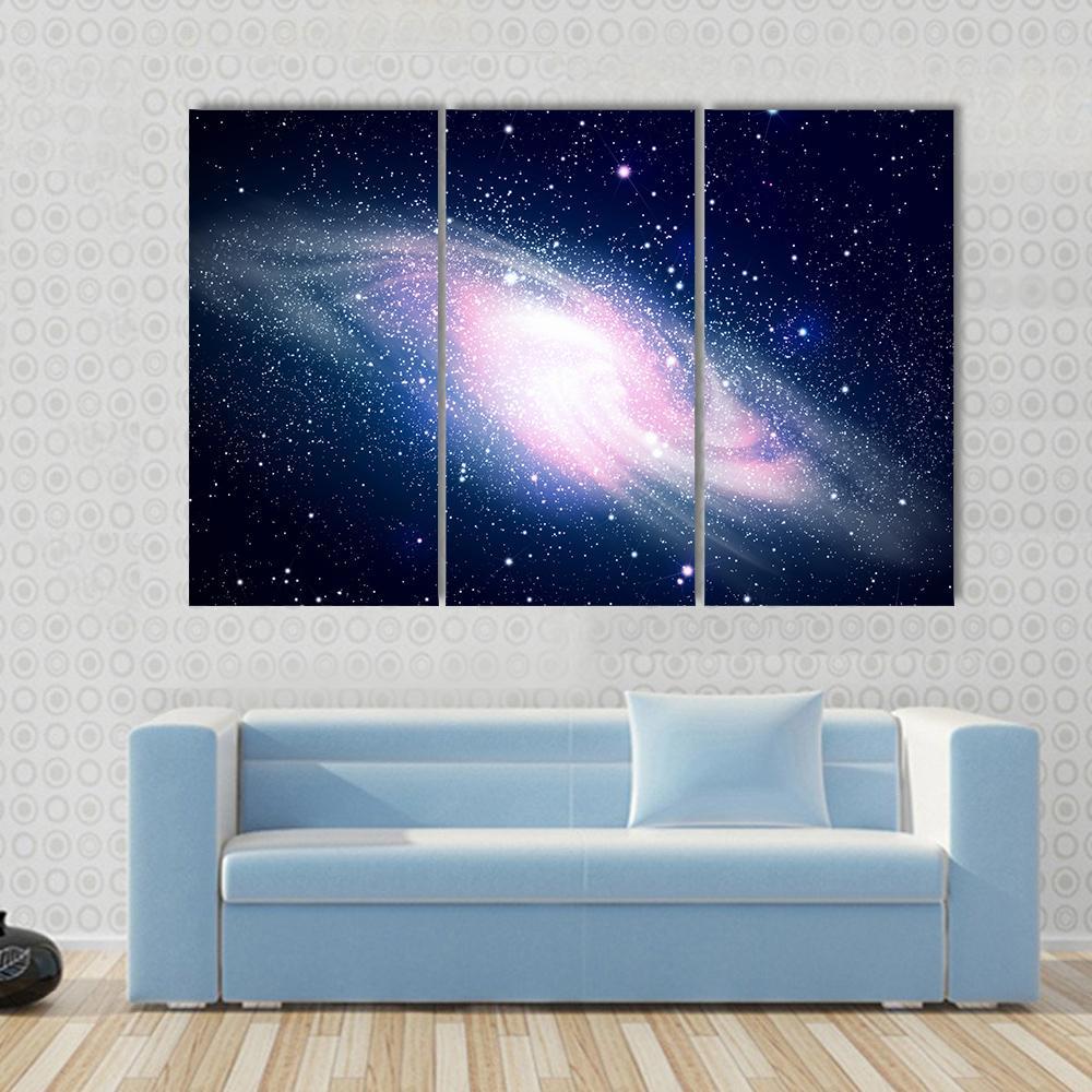 Glowing Galaxy &amp; Stars Canvas Wall Art-3 Horizontal-Gallery Wrap-37" x 24"-Tiaracle