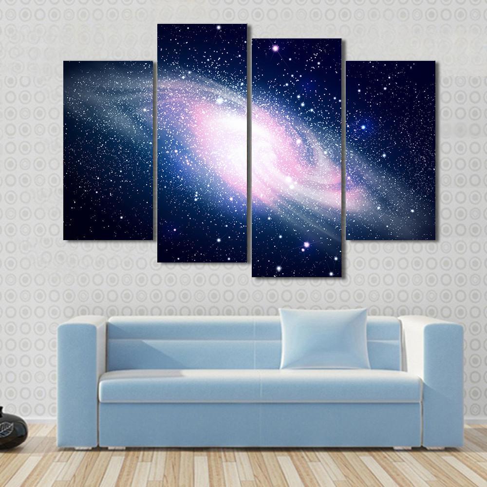 Glowing Galaxy & Stars Canvas Wall Art-4 Pop-Gallery Wrap-50" x 32"-Tiaracle