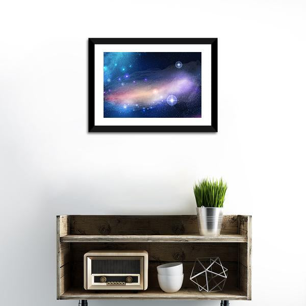 Glowing Galaxy With Stars Canvas Wall Art-1 Piece-Framed Print-20" x 16"-Tiaracle