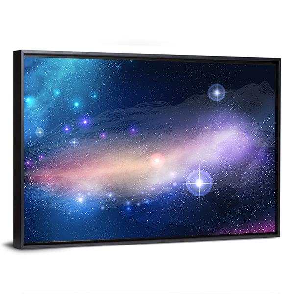 Glowing Galaxy With Stars Canvas Wall Art-3 Horizontal-Gallery Wrap-25" x 16"-Tiaracle