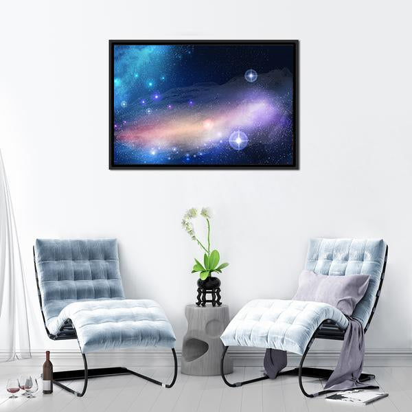 Glowing Galaxy With Stars Canvas Wall Art-3 Horizontal-Gallery Wrap-25" x 16"-Tiaracle