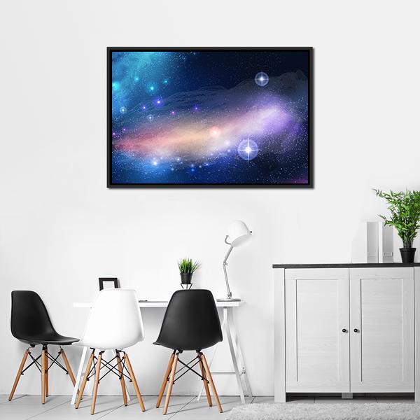 Glowing Galaxy With Stars Canvas Wall Art-3 Horizontal-Gallery Wrap-25" x 16"-Tiaracle