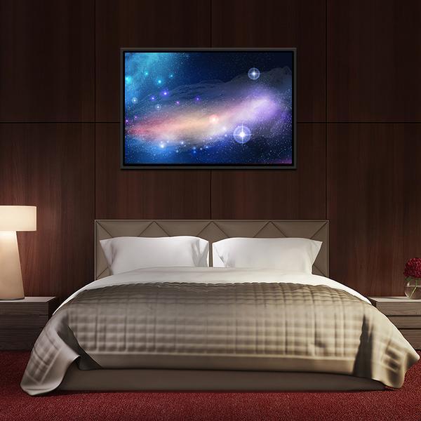 Glowing Galaxy With Stars Canvas Wall Art-3 Horizontal-Gallery Wrap-25" x 16"-Tiaracle