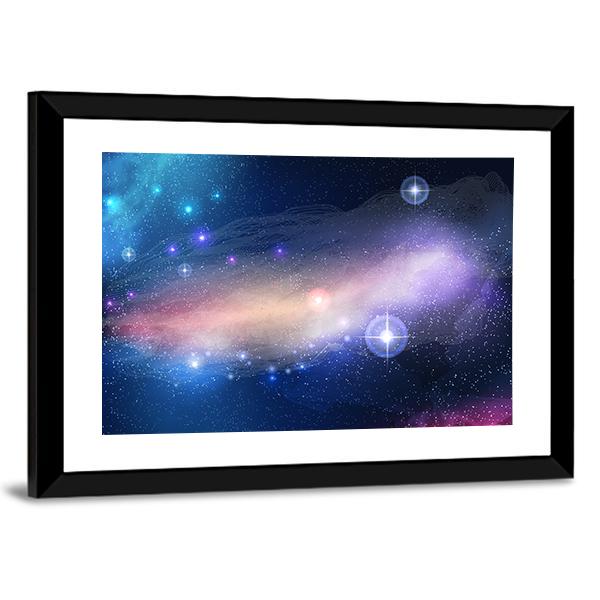 Glowing Galaxy With Stars Canvas Wall Art-3 Horizontal-Gallery Wrap-25" x 16"-Tiaracle