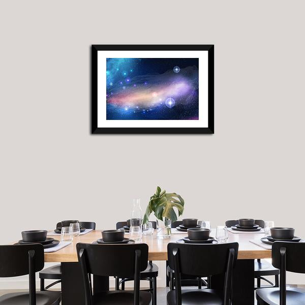 Glowing Galaxy With Stars Canvas Wall Art-3 Horizontal-Gallery Wrap-25" x 16"-Tiaracle