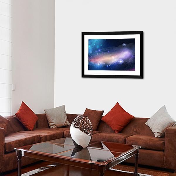 Glowing Galaxy With Stars Canvas Wall Art-3 Horizontal-Gallery Wrap-25" x 16"-Tiaracle