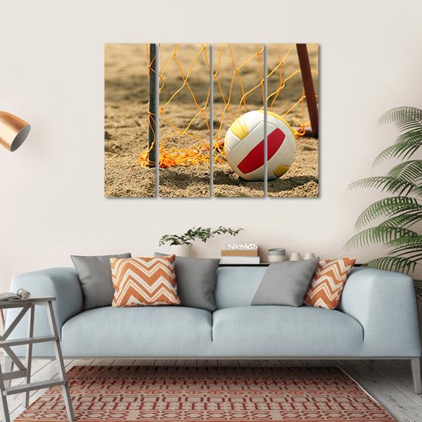 Volleyball On Beach Canvas Wall Art-4 Horizontal-Gallery Wrap-34&quot; x 24&quot;-Tiaracle