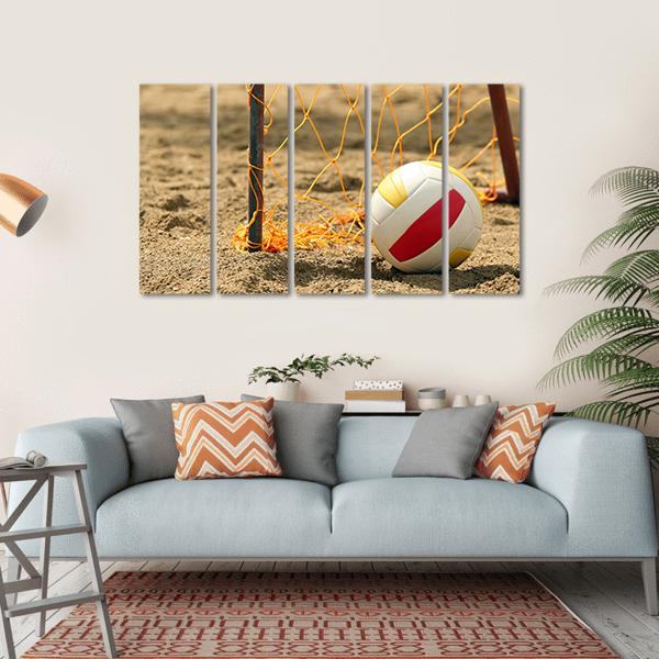 Volleyball On Beach Canvas Wall Art-5 Horizontal-Gallery Wrap-22&quot; x 12&quot;-Tiaracle