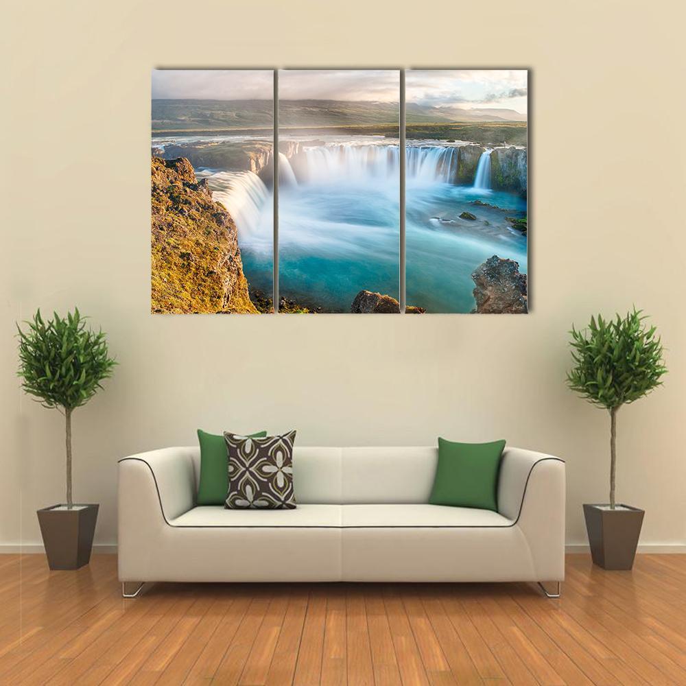 Godafoss Icelandic Waterfall Canvas Wall Art-3 Horizontal-Gallery Wrap-37" x 24"-Tiaracle