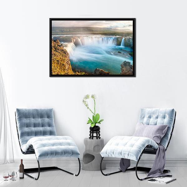 Godafoss Icelandic Waterfall Canvas Wall Art-3 Horizontal-Gallery Wrap-25" x 16"-Tiaracle