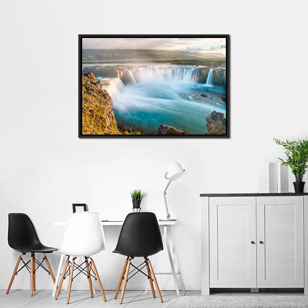 Godafoss Icelandic Waterfall Canvas Wall Art-3 Horizontal-Gallery Wrap-25" x 16"-Tiaracle