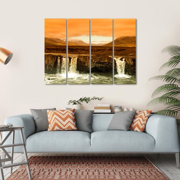 Godafoss Waterfall Canvas Wall Art-4 Horizontal-Gallery Wrap-34" x 24"-Tiaracle