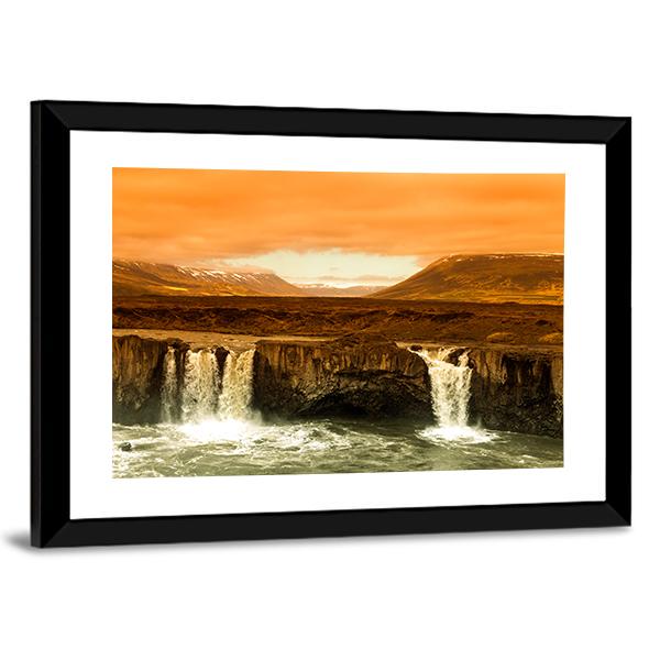 Godafoss Waterfall Canvas Wall Art-5 Horizontal-Gallery Wrap-22" x 12"-Tiaracle