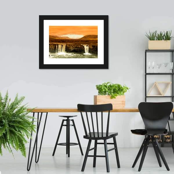 Godafoss Waterfall Canvas Wall Art-5 Horizontal-Gallery Wrap-22" x 12"-Tiaracle