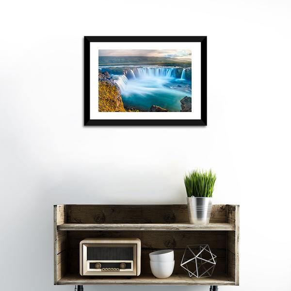 Godafoss Waterfall Iceland Canvas Wall Art-1 Piece-Framed Print-20" x 16"-Tiaracle