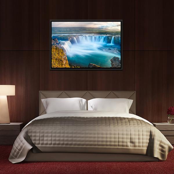 Godafoss Waterfall Iceland Canvas Wall Art-5 Horizontal-Gallery Wrap-22" x 12"-Tiaracle