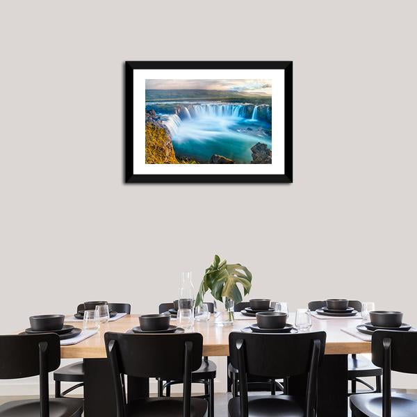 Godafoss Waterfall Iceland Canvas Wall Art-5 Horizontal-Gallery Wrap-22" x 12"-Tiaracle