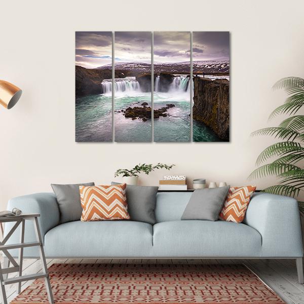 Godafoss Waterfall In Iceland Canvas Wall Art-4 Horizontal-Gallery Wrap-34" x 24"-Tiaracle