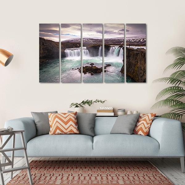Godafoss Waterfall In Iceland Canvas Wall Art-5 Horizontal-Gallery Wrap-22" x 12"-Tiaracle
