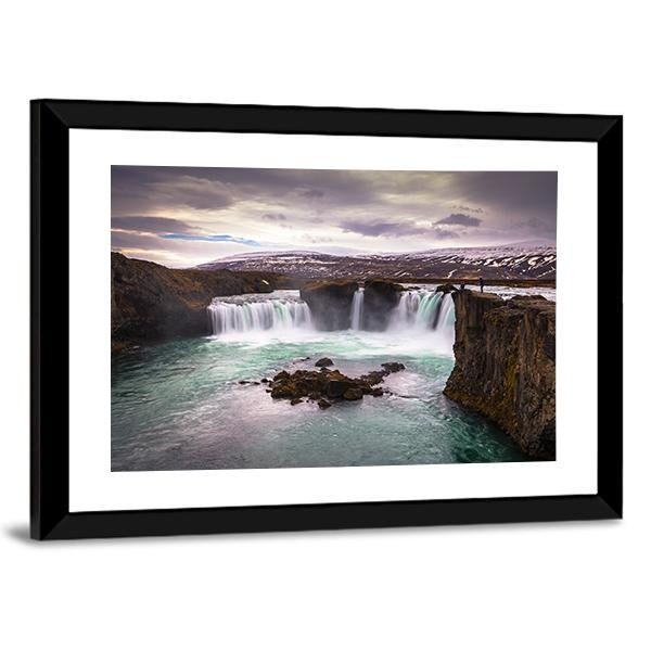 Godafoss Waterfall In Iceland Canvas Wall Art-3 Horizontal-Gallery Wrap-25" x 16"-Tiaracle