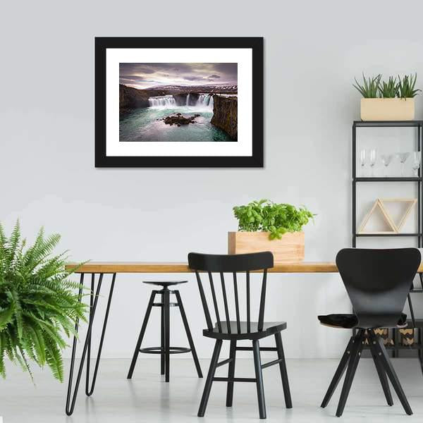 Godafoss Waterfall In Iceland Canvas Wall Art-3 Horizontal-Gallery Wrap-25" x 16"-Tiaracle