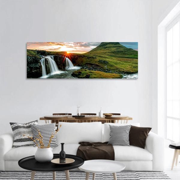 Kirkjufell Fall Iceland Panoramic Canvas Wall Art-1 Piece-36" x 12"-Tiaracle