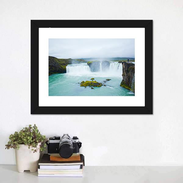 Godafoss Waterfall In Northern Iceland Canvas Wall Art-1 Piece-Framed Print-20" x 16"-Tiaracle