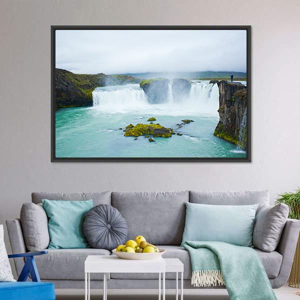 Godafoss Waterfall In Northern Iceland Canvas Wall Art-3 Horizontal-Gallery Wrap-25" x 16"-Tiaracle