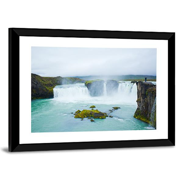 Godafoss Waterfall In Northern Iceland Canvas Wall Art-3 Horizontal-Gallery Wrap-25" x 16"-Tiaracle