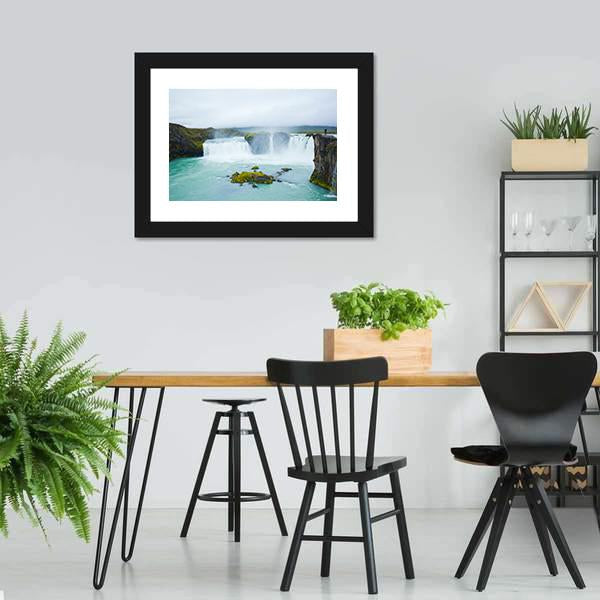 Godafoss Waterfall In Northern Iceland Canvas Wall Art-3 Horizontal-Gallery Wrap-25" x 16"-Tiaracle