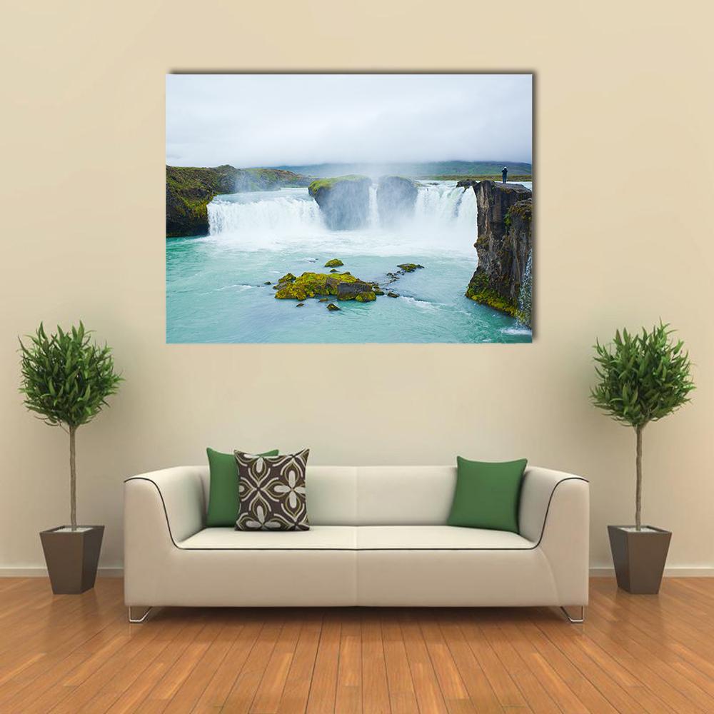 Godafoss Waterfall In Northern Iceland Canvas Wall Art-1 Piece-Gallery Wrap-48" x 32"-Tiaracle