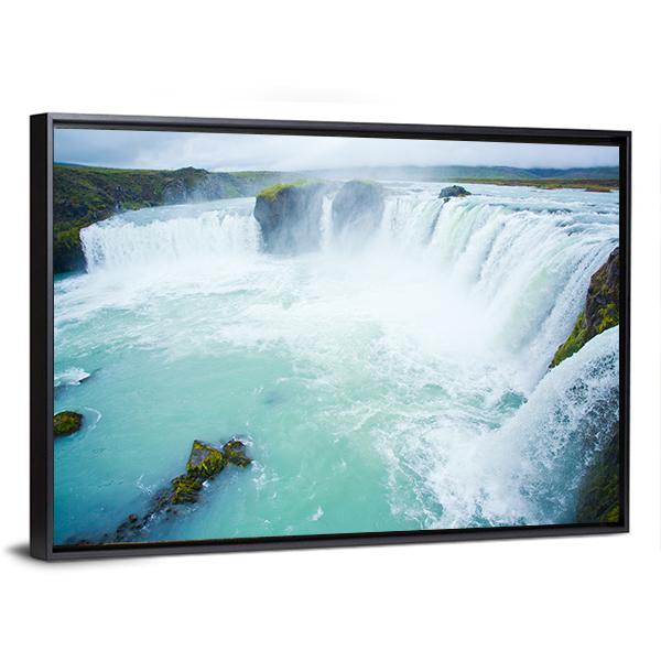 Godafoss Waterfall In The Northern Iceland Canvas Wall Art-3 Horizontal-Gallery Wrap-25" x 16"-Tiaracle