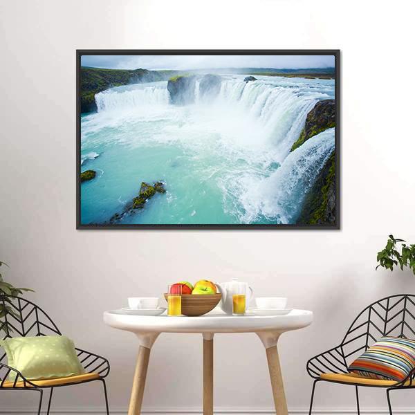 Godafoss Waterfall In The Northern Iceland Canvas Wall Art-3 Horizontal-Gallery Wrap-25" x 16"-Tiaracle
