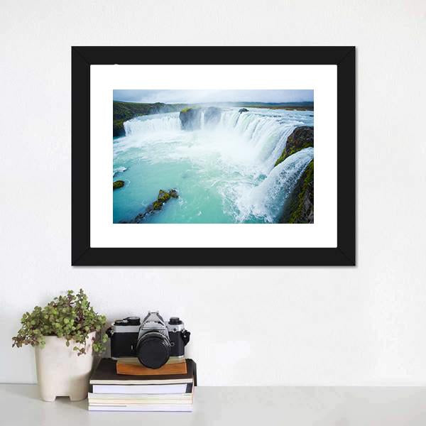 Godafoss Waterfall In The Northern Iceland Canvas Wall Art-1 Piece-Framed Print-20" x 16"-Tiaracle