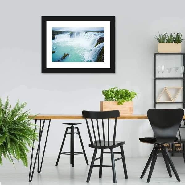 Godafoss Waterfall In The Northern Iceland Canvas Wall Art-3 Horizontal-Gallery Wrap-25" x 16"-Tiaracle