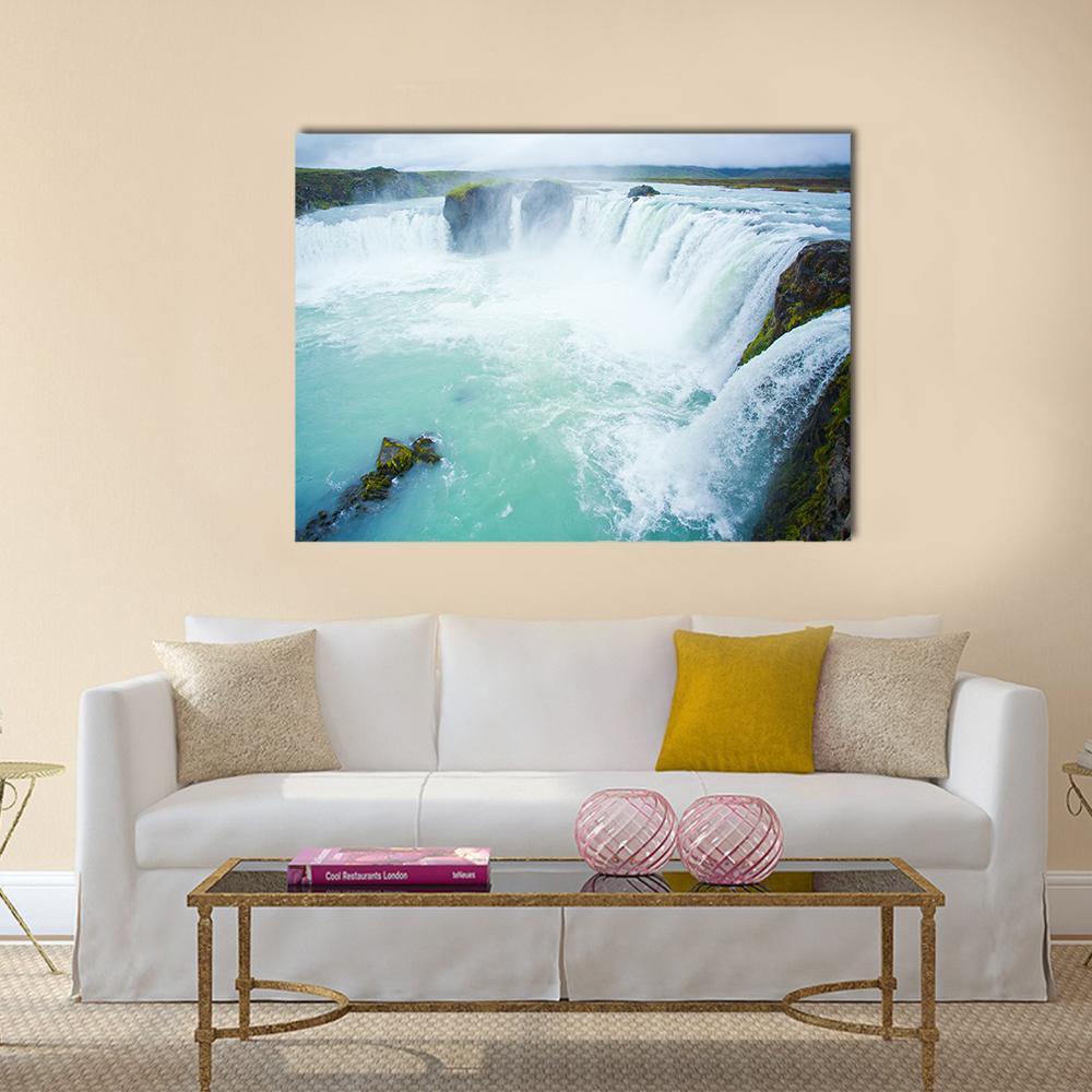 Godafoss Waterfall In The Northern Iceland Canvas Wall Art-1 Piece-Gallery Wrap-48" x 32"-Tiaracle