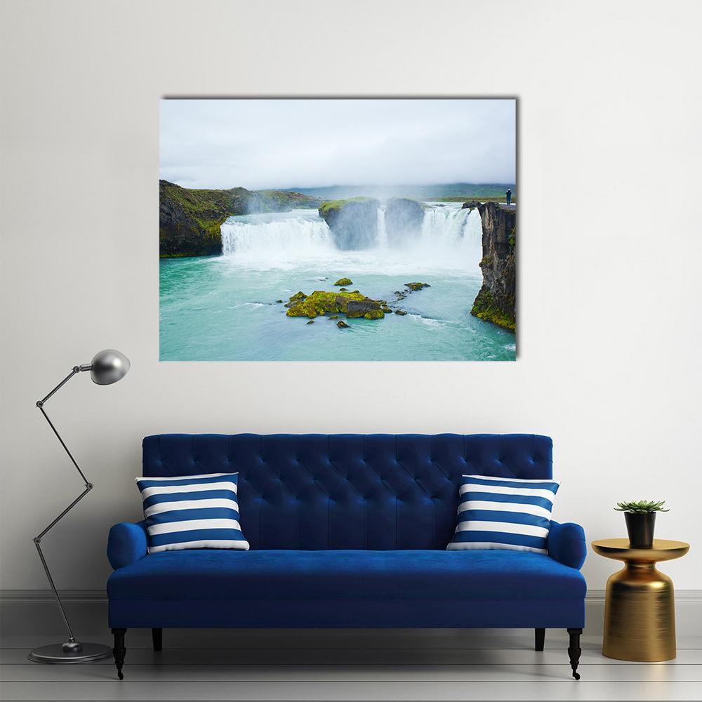 Godafoss Waterfall In Northern Iceland Canvas Wall Art-1 Piece-Gallery Wrap-36" x 24"-Tiaracle