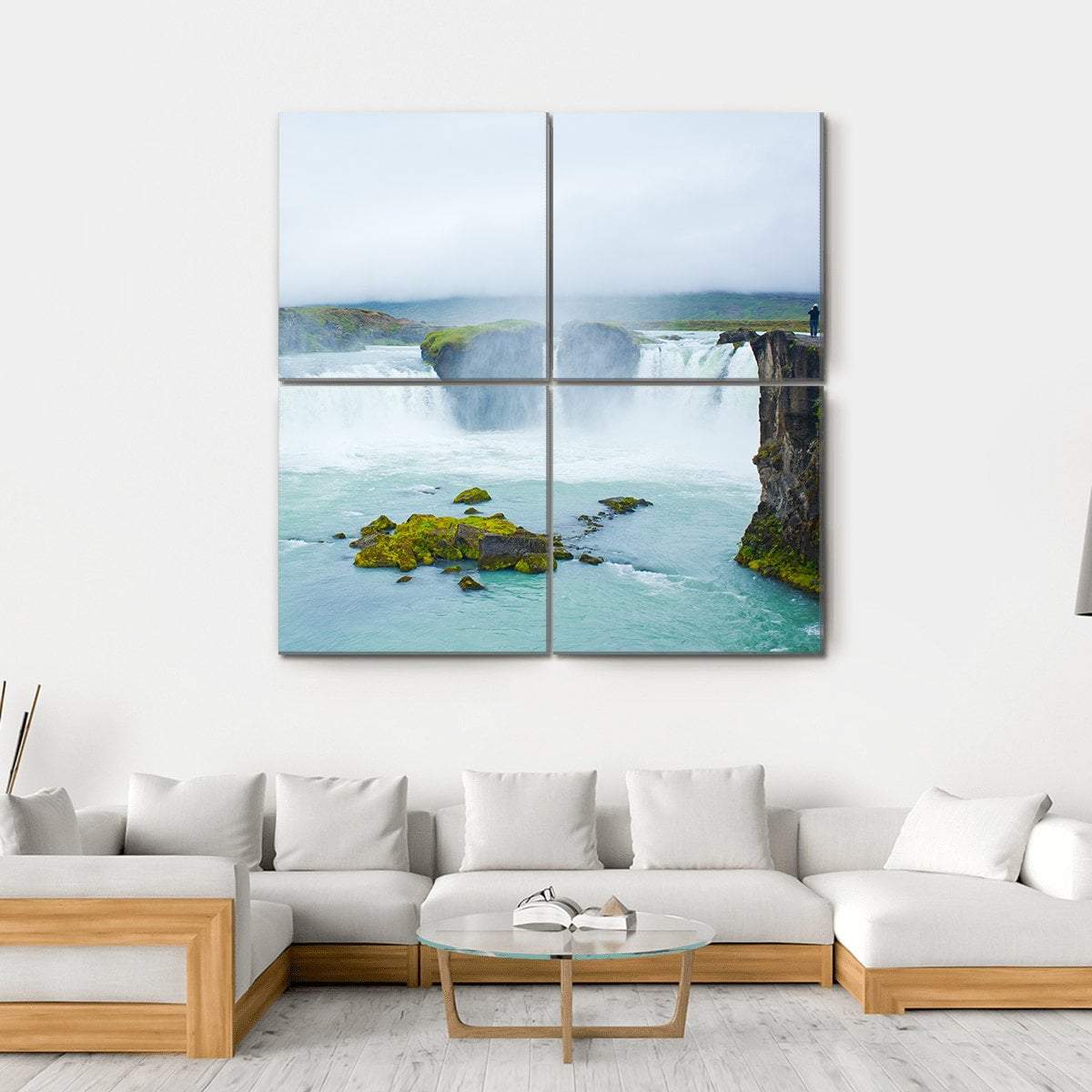 Godafoss Waterfall In Northern Iceland Canvas Wall Art-4 Square-Gallery Wrap-17" x 17"-Tiaracle