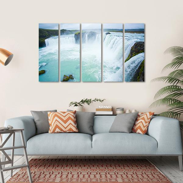 Godafoss Waterfall In The Northern Iceland Canvas Wall Art-5 Horizontal-Gallery Wrap-22" x 12"-Tiaracle