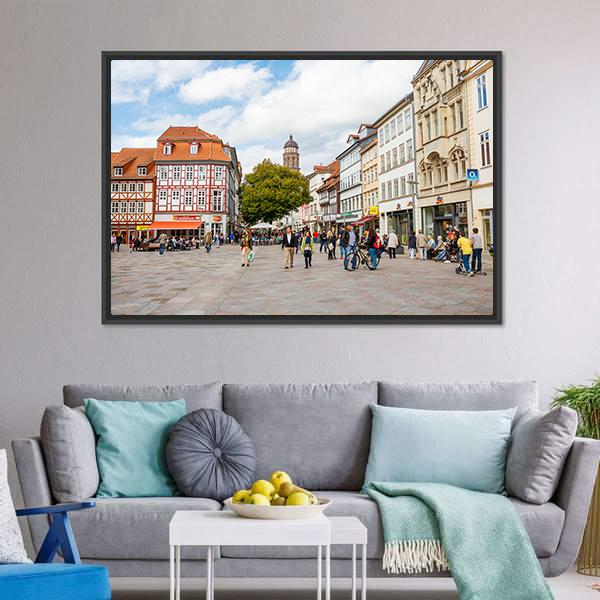 Goettingen Old Town Canvas Wall Art-1 Piece-Floating Frame-24" x 16"-Tiaracle