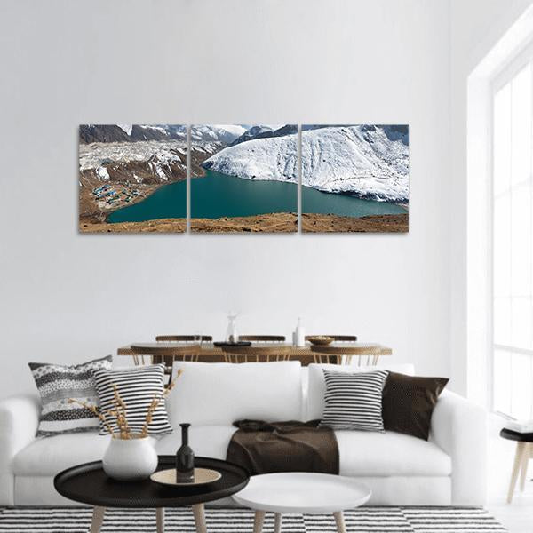 Gokyo Lake Nepal Panoramic Canvas Wall Art-3 Piece-25" x 08"-Tiaracle