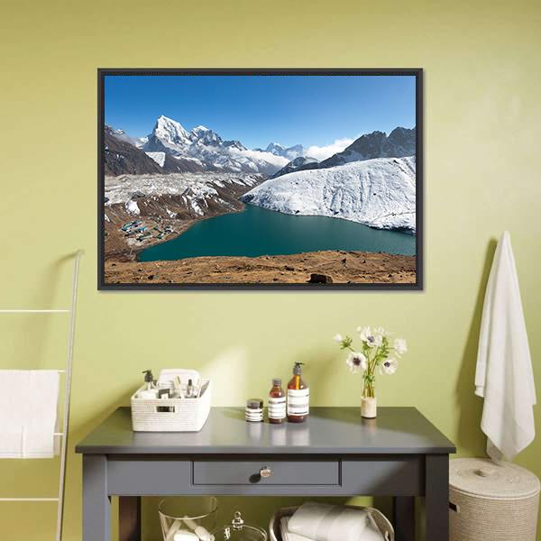Gokyo Lake Nepal Canvas Wall Art-1 Piece-Floating Frame-36" x 24"-Tiaracle