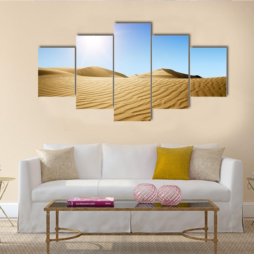 Gold Desert Canvas Wall Art-5 Star-Gallery Wrap-62" x 32"-Tiaracle